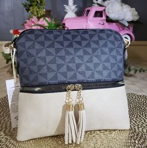 Beige & Black Crossbody Bag Purse